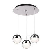 Pluto 4" 3-Light Multi-Drop Pendant in Chrome