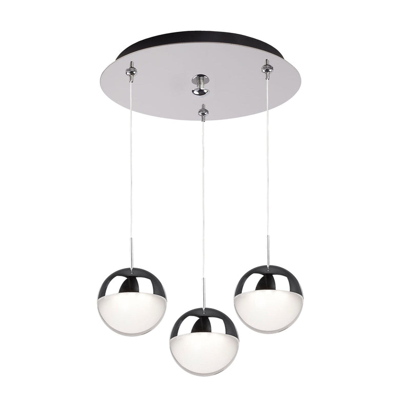 Pluto 4" 3-Light Multi-Drop Pendant in Chrome