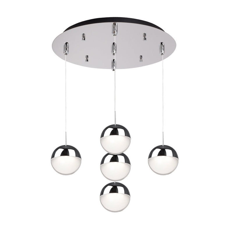 Pluto 4" 5-Light Multi-Drop Pendant in Chrome