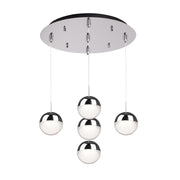 Pluto 4" 5-Light Multi-Drop Pendant in Chrome