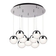 Pluto 4" 9-Light Multi-Drop Pendant in Chrome