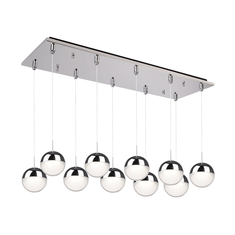 Pluto 4" 10-Light Linear Multi-Drop Pendant in Chrome