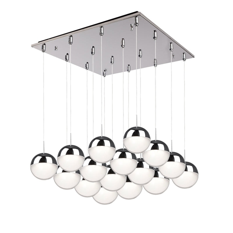 Pluto 4" 16-Light Multi-Drop Pendant in Chrome