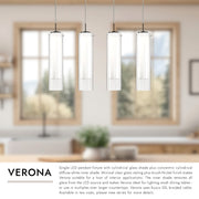 Verona 5" 4-Head Multi-Drop Pendant in Brushed Nickel