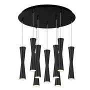 Robson 2" 9-Head Multi-Drop Pendant in Black