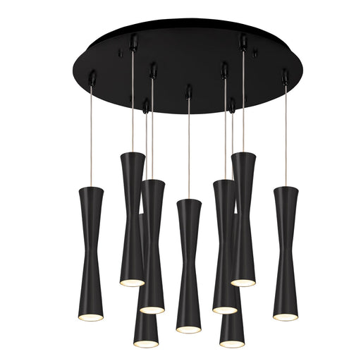 Robson 2" 9-Head Multi-Drop Pendant in Black