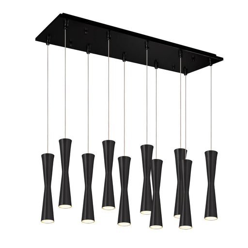 Robson 2" 10-Head Linear Multi-Drop Pendant in Black