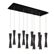 Robson 2" 10-Head Linear Multi-Drop Pendant in Black