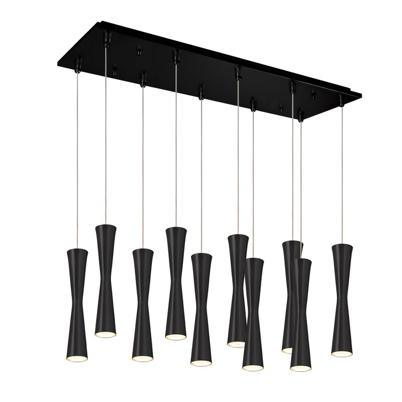Robson 2" 10-Head Linear Multi-Drop Pendant in Black