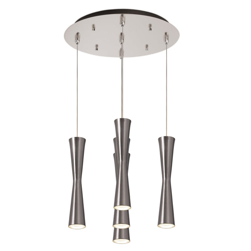 Robson 2" 5-Head Multi-Drop Pendant in Brushed Nickel