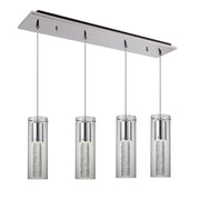 Champagne 4" 4-Head Linear Multi-Drop Pendant in Chrome