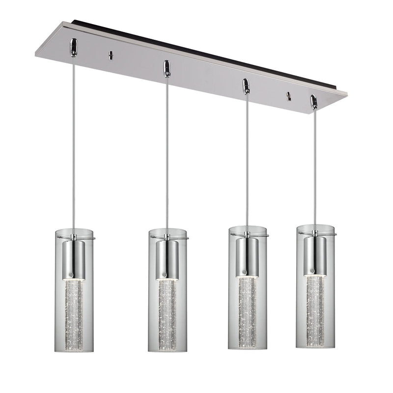 Champagne 4" 4-Head Linear Multi-Drop Pendant in Chrome