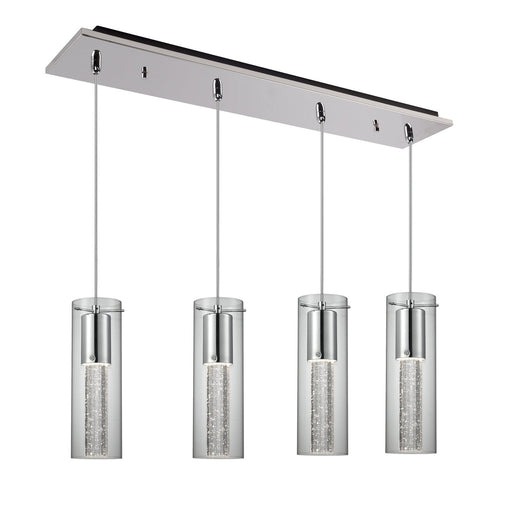 Champagne 4" 4-Head Linear Multi-Drop Pendant in Chrome