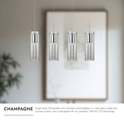 Champagne 4" 4-Head Linear Multi-Drop Pendant in Chrome