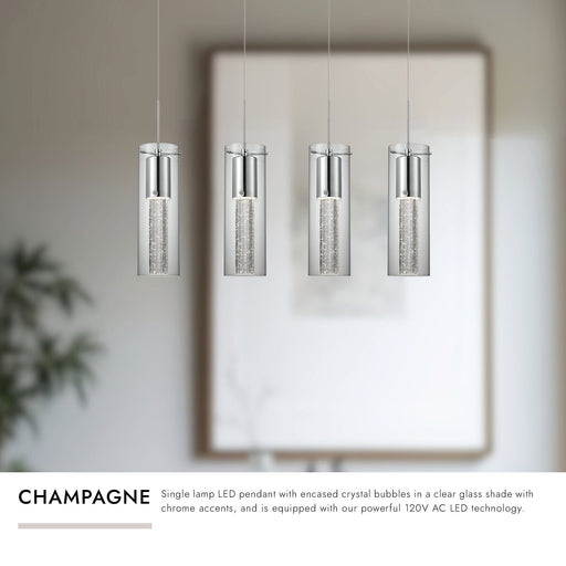 Champagne 4" 4-Head Linear Multi-Drop Pendant in Chrome