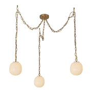 Cherise 7" 3-Head Multi-Drop Pendant in Brushed Gold/Glossy Ribbed Opal Glass