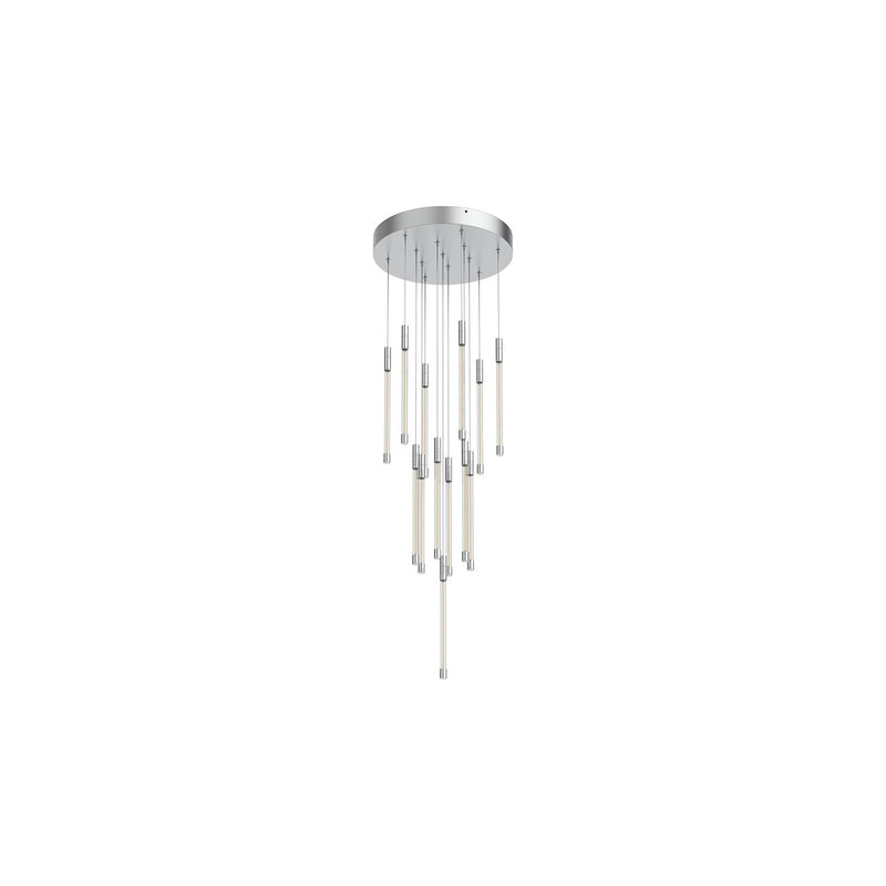 Motif 13" Multi-Drop Pendant, 12.75" Wide in Chrome