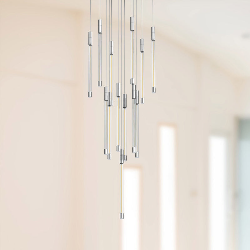 Motif 13" Multi-Drop Pendant, 12.75" Wide in Chrome