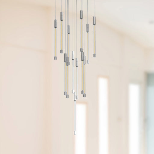 Motif 13" Multi-Drop Pendant, 12.75" Wide in Chrome