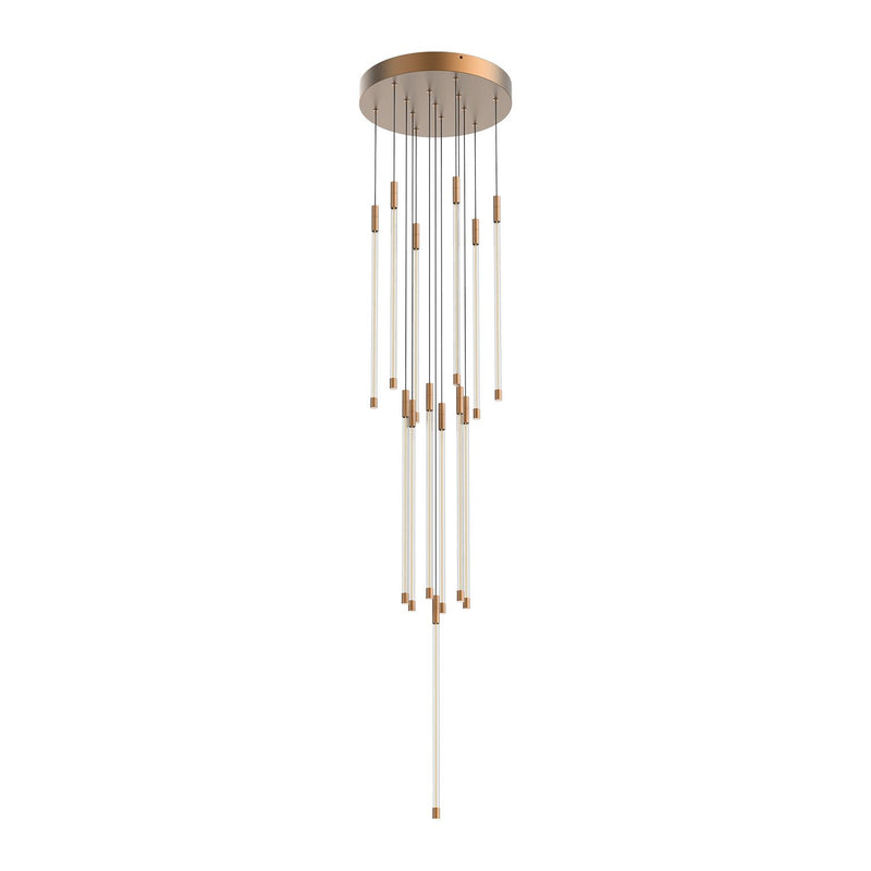 Motif 21" Multi-Drop Pendant, 12.75" Wide in Brushed Gold