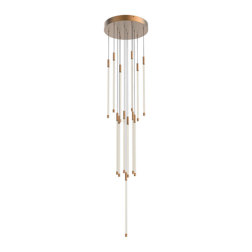 Motif 21" Multi-Drop Pendant, 12.75" Wide in Brushed Gold