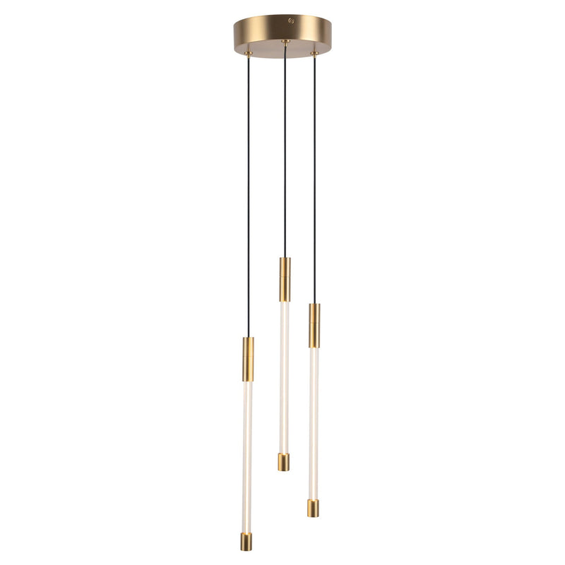 Motif 13" Multi-Drop Pendant, 5.5" Wide in Brushed Gold