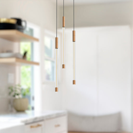 Motif 13" Multi-Drop Pendant, 5.5" Wide in Brushed Gold