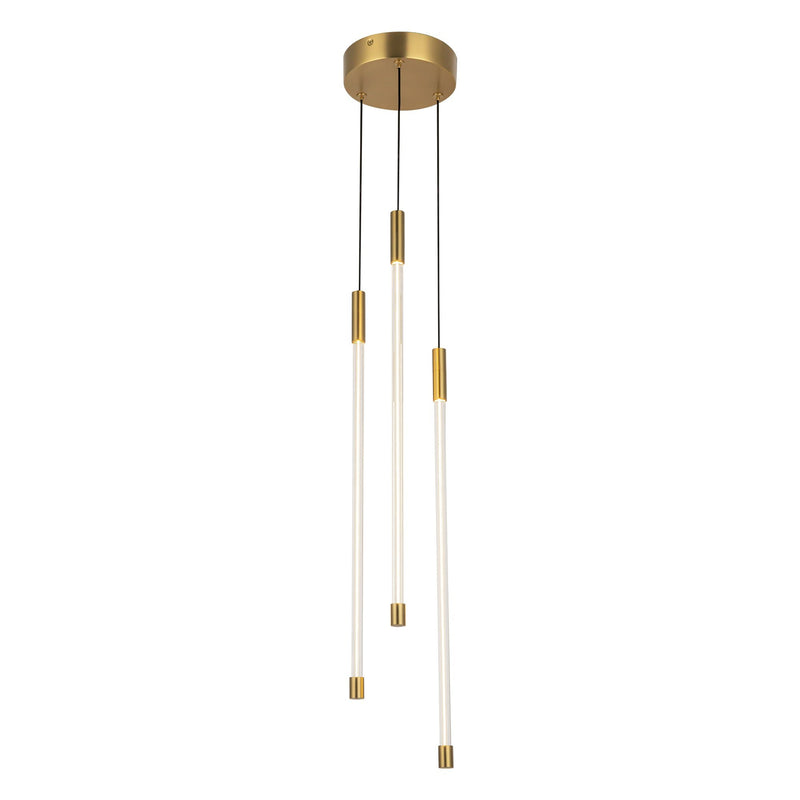 Motif 21" Multi-Drop Pendant, 5.5" Wide in Brushed Gold