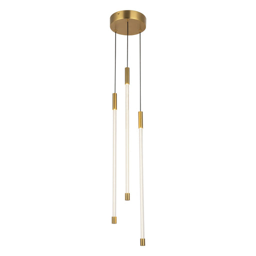 Motif 21" Multi-Drop Pendant, 5.5" Wide in Brushed Gold