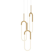 Huron 3-Head Multi-Drop Pendant in Brushed Gold