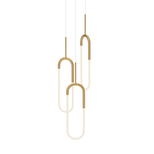 Huron 3-Head Multi-Drop Pendant in Brushed Gold