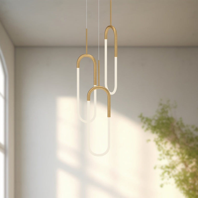 Huron 3-Head Multi-Drop Pendant in Brushed Gold