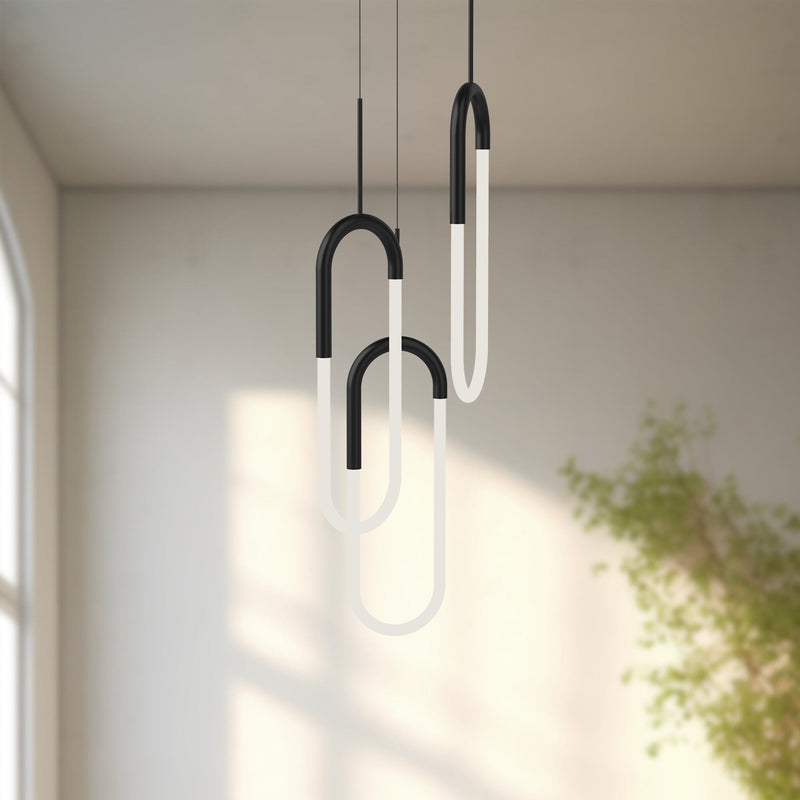 Huron 3-Head Multi-Drop Pendant in Black