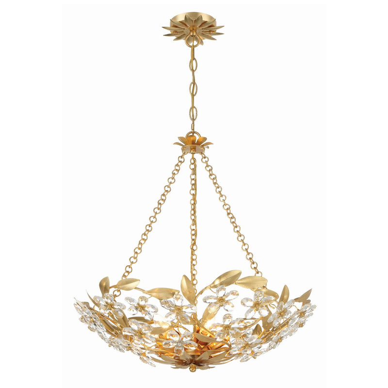 Marselle 6 Light 24" Pendant in Antique Gold