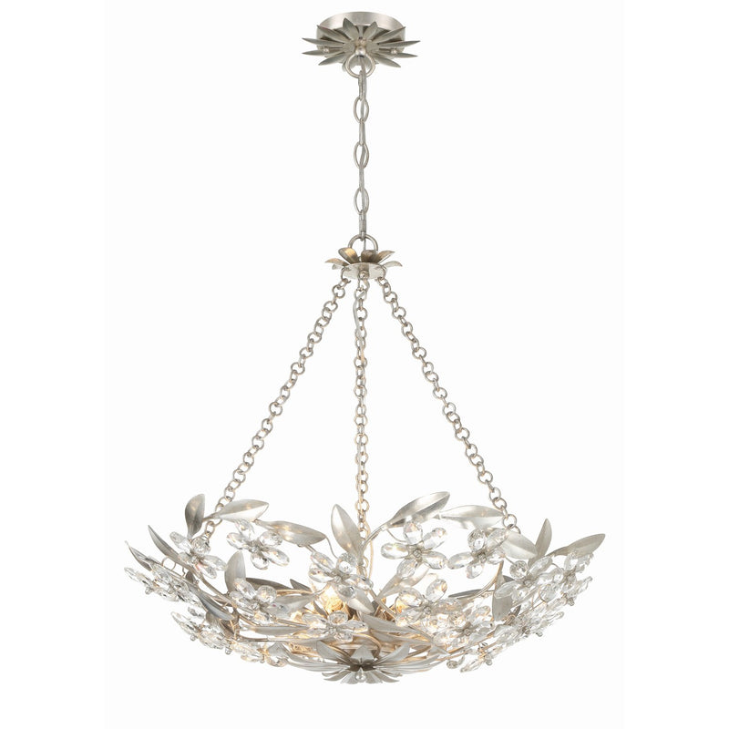 Marselle 6 Light 24" Pendant in Antique Silver