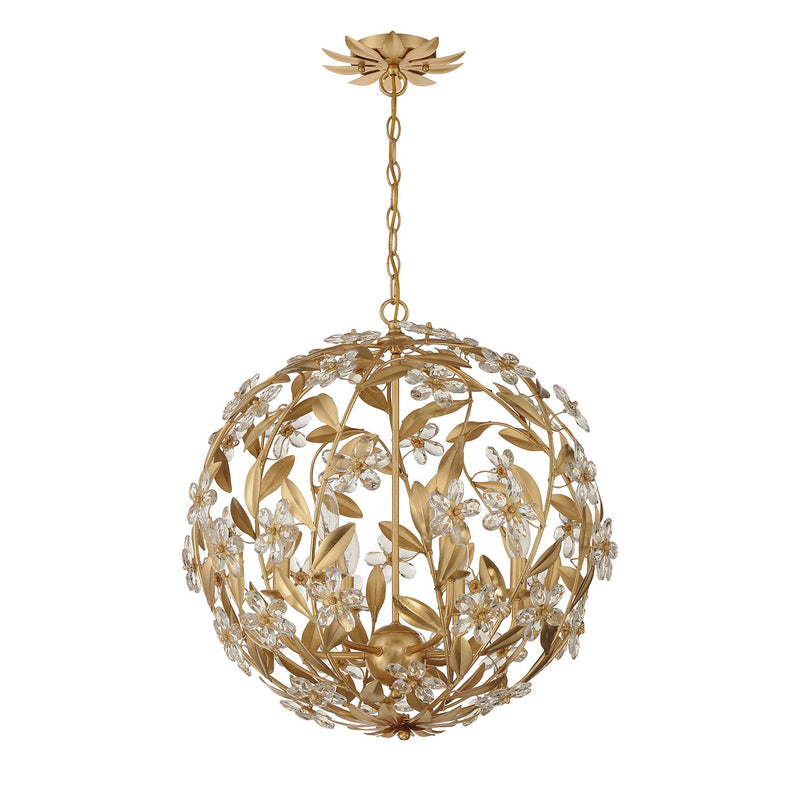 Marselle 6 Light 22" Chandelier in Antique Gold
