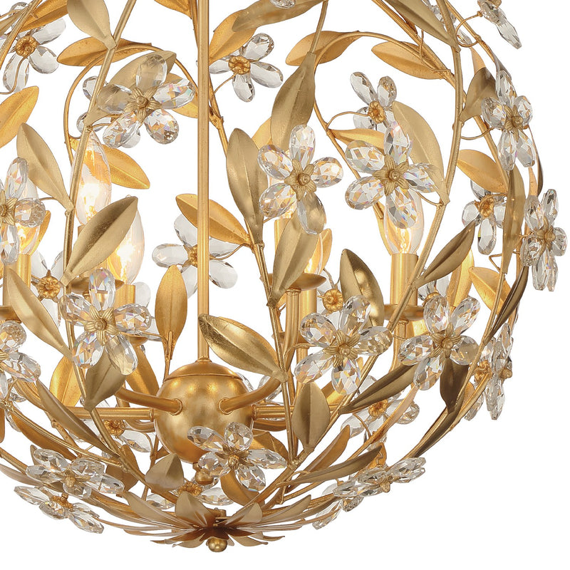 Marselle 6 Light 22" Chandelier in Antique Gold