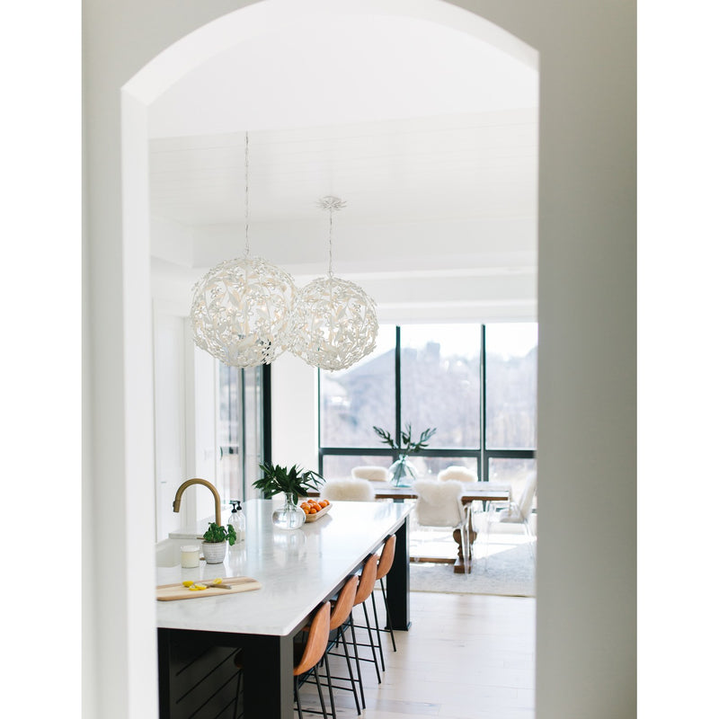 Marselle 6 Light 22" Chandelier in Matte White in a room setting