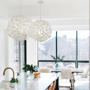 Marselle 6 Light 22" Chandelier in Matte White in a room setting