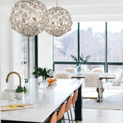 Marselle 6 Light 22" Chandelier in Antique Silver in a room setting