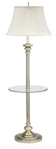 Newport 55.75" Floor Lamp with Glass Table in Antique Brass