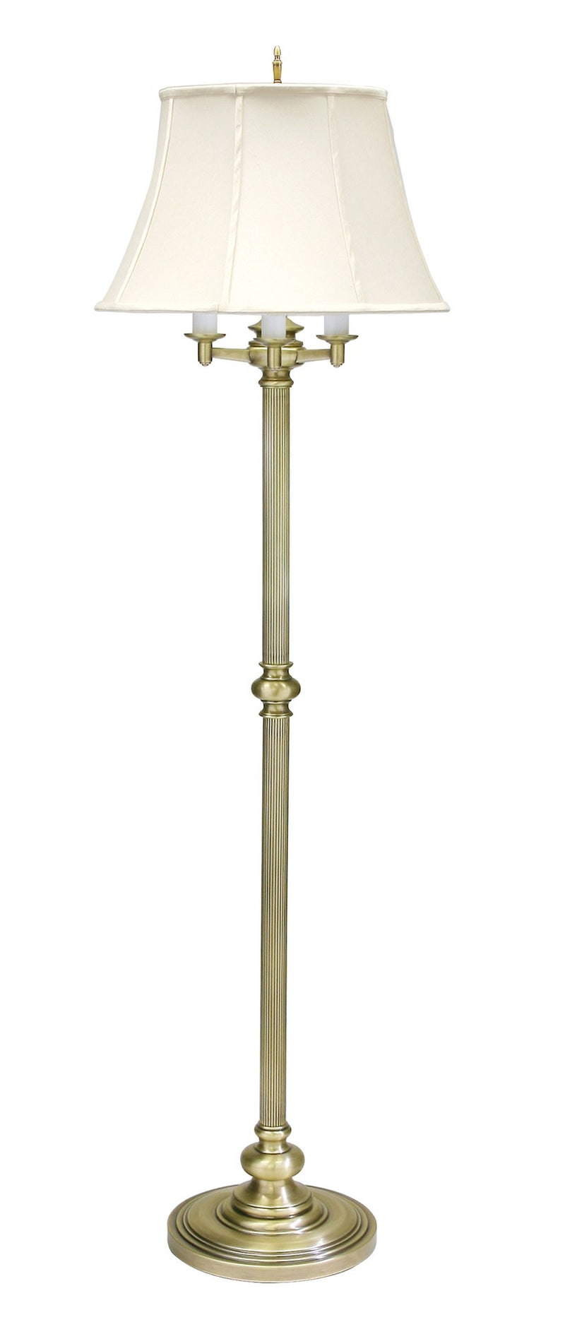 Newport 66" Six-Way Floor Lamp in Antique Brass
