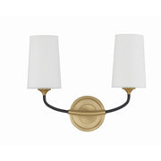 Niles 2 Light 15" Sconce in Black Forged + Modern Gold