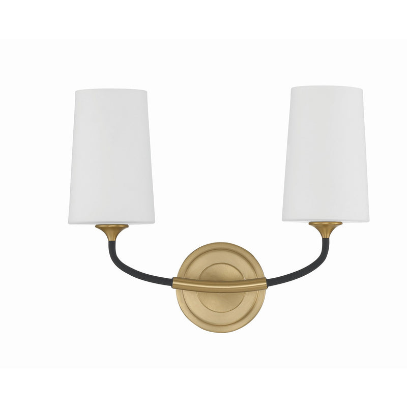 Niles 2 Light 15" Sconce in Black Forged + Modern Gold