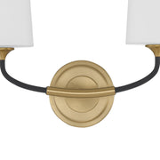 Niles 2 Light 15" Sconce in Black Forged + Modern Gold