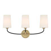 Niles 3 Light 23.5" Bathroom Vanity in Black Forged + Modern Gold