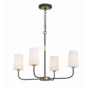 Niles 4 Light 29" Chandelier in Black Forged + Modern Gold