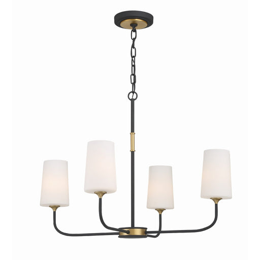 Niles 4 Light 29" Chandelier in Black Forged + Modern Gold
