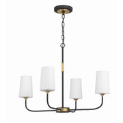 Niles 4 Light 29" Chandelier in Black Forged + Modern Gold