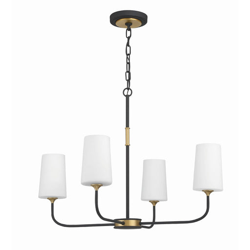 Niles 4 Light 29" Chandelier in Black Forged + Modern Gold
